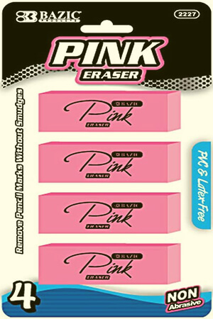 Bazic Pink Bevel Eraser