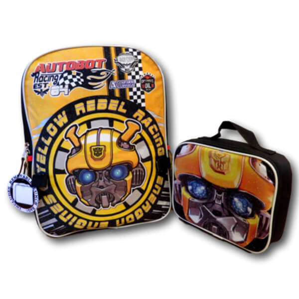YELLOW REBEL RACING AUTOBOT Backpack with Lunch Box