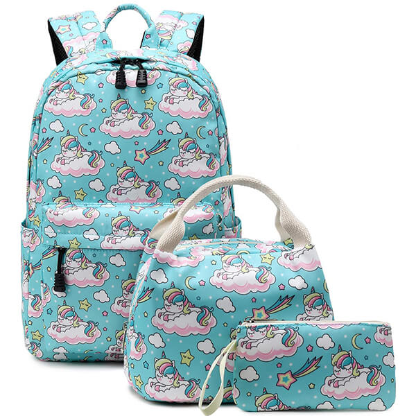 A Unicorn Teal Adorable Girls Unicorn Backpack Set