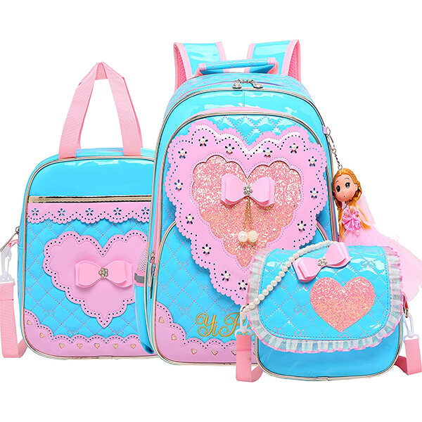 Bowknot Heart Girls Unicorn Backpack and Lunch Box