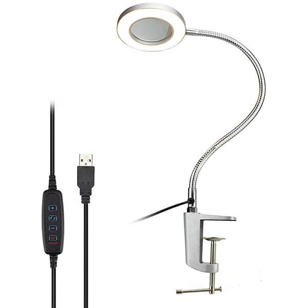 LED Desk Lamp With 3X Magnifying Glass