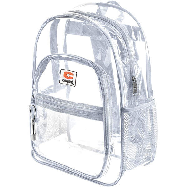 White Clear Backpack with Flashlight LED