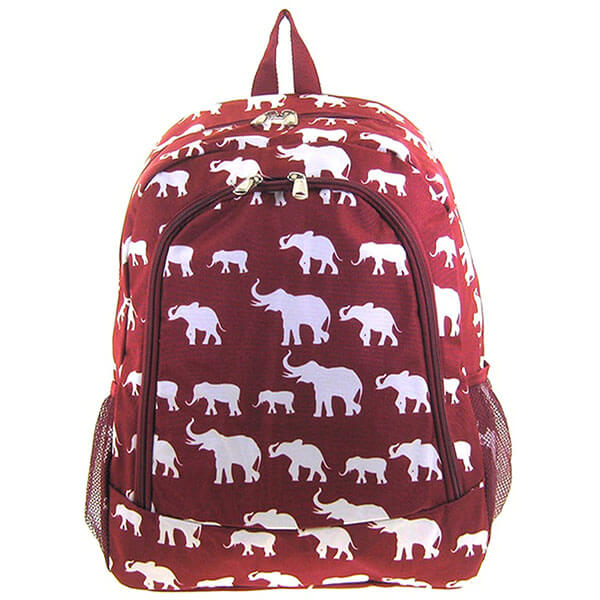 Multi-Pocket Red Elephant Backpack