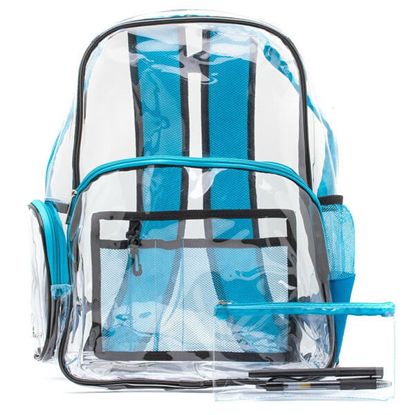 Blue Transparent Backpack with Pencil Case