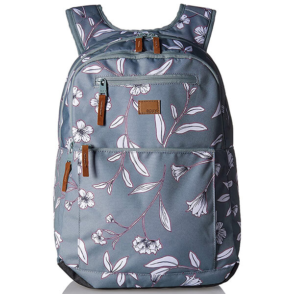 Dark Gray Machine Washable Women's Floral Backpack