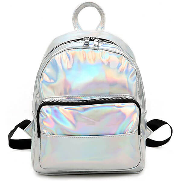 Laser Leather Holographic Mini Backpack