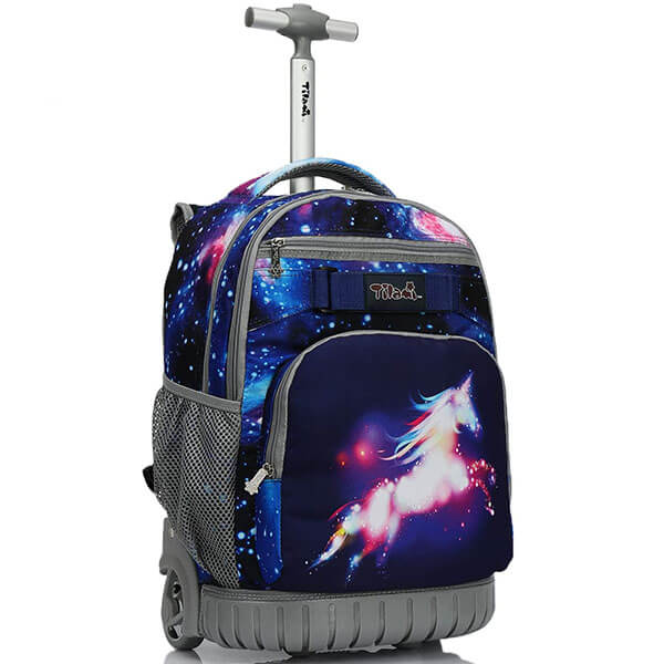 Rolling Wheeled Travel Backpack with Unicorn Print