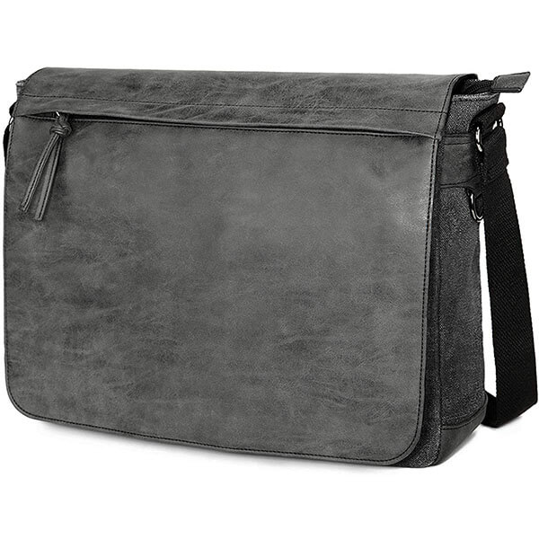 PU Leather and Canvas 15.6” Laptop Messenger Bag