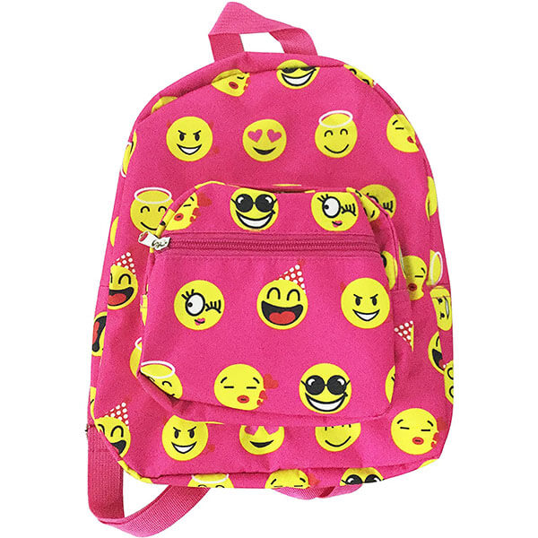 Hot Pink Emoji Patterned Mini Backpack