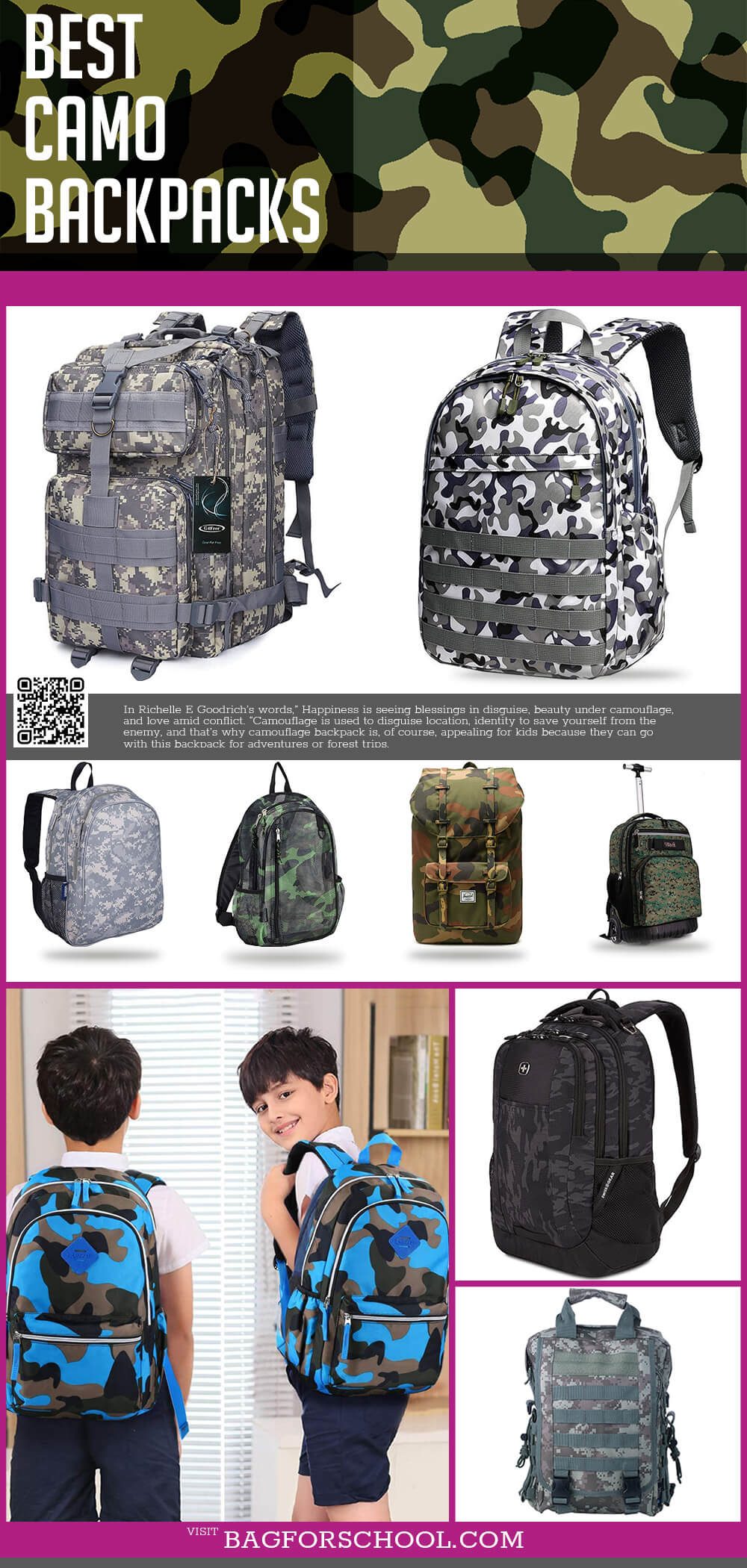 camouflage backpack kids