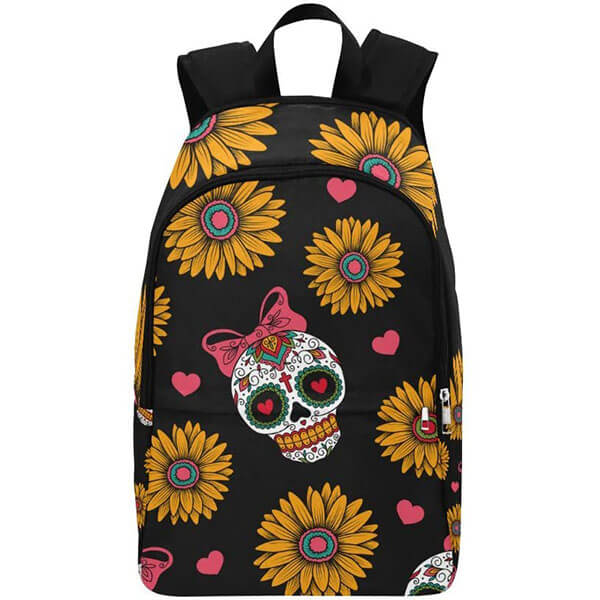 Mexican Skull Flower Zombie Backpack