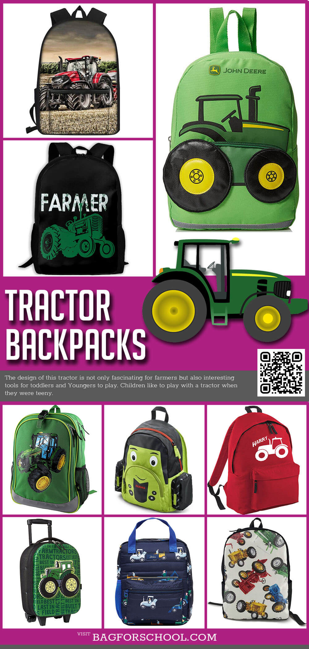 boys tractor backpack