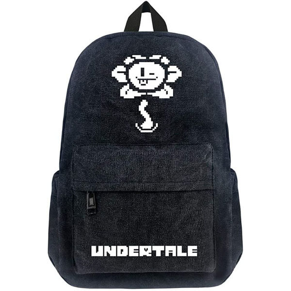 Black with White Printed Undertale Backpack